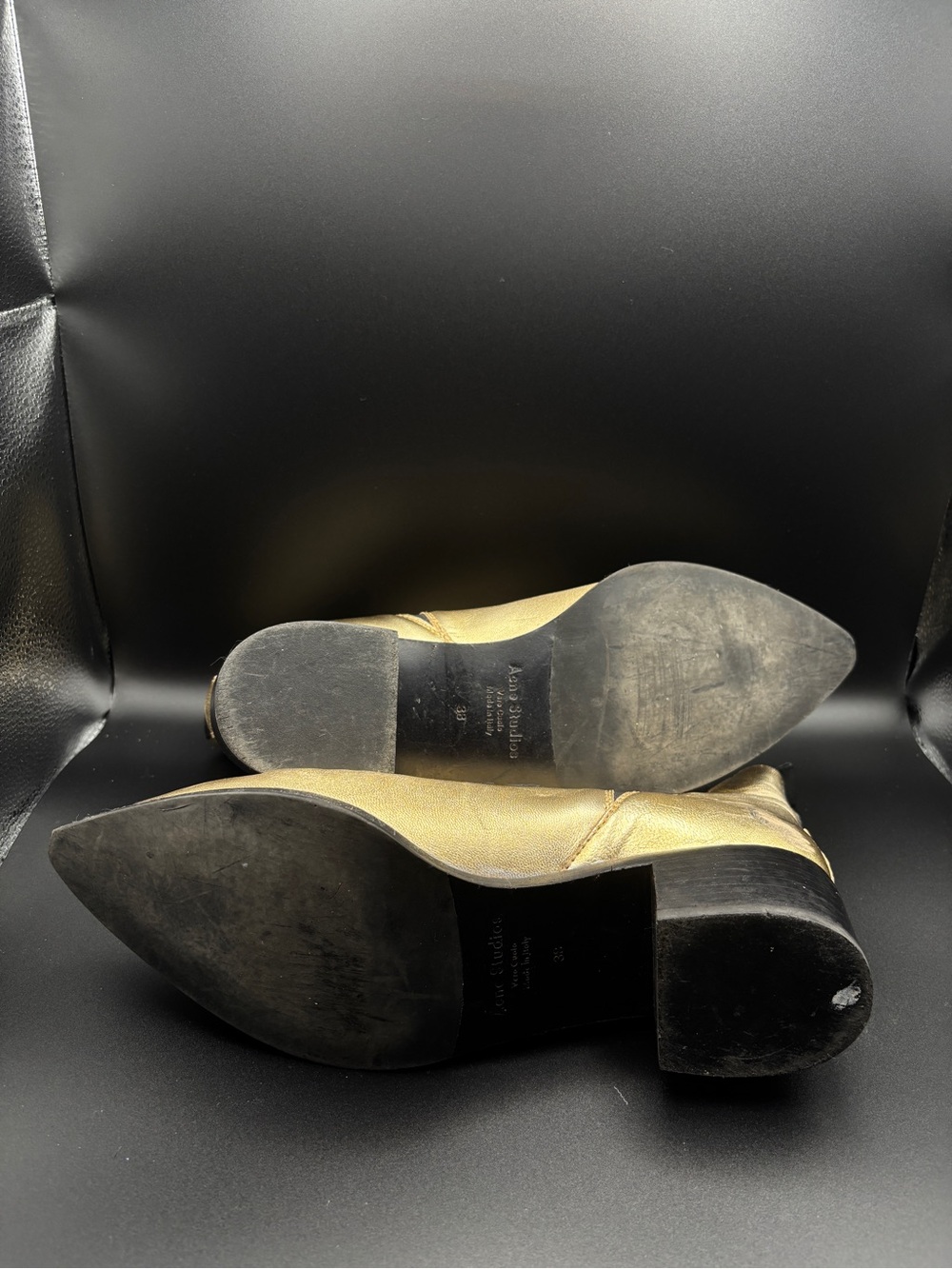 Acne Metallic Gold Pointed-Toe Chelsea Booties - Picture 6 of 10